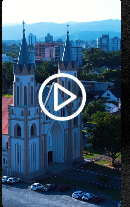 Aerial reference of the church facade on location