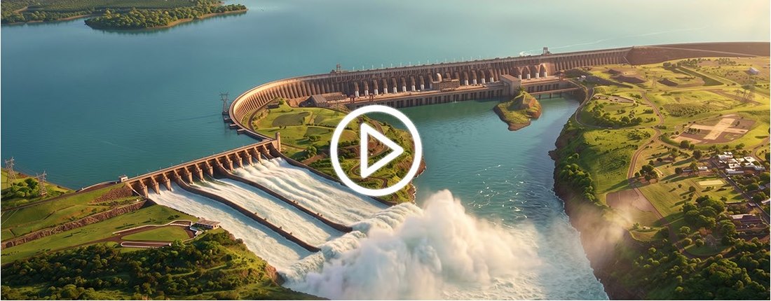Aerial environment shot, Itaipu dam